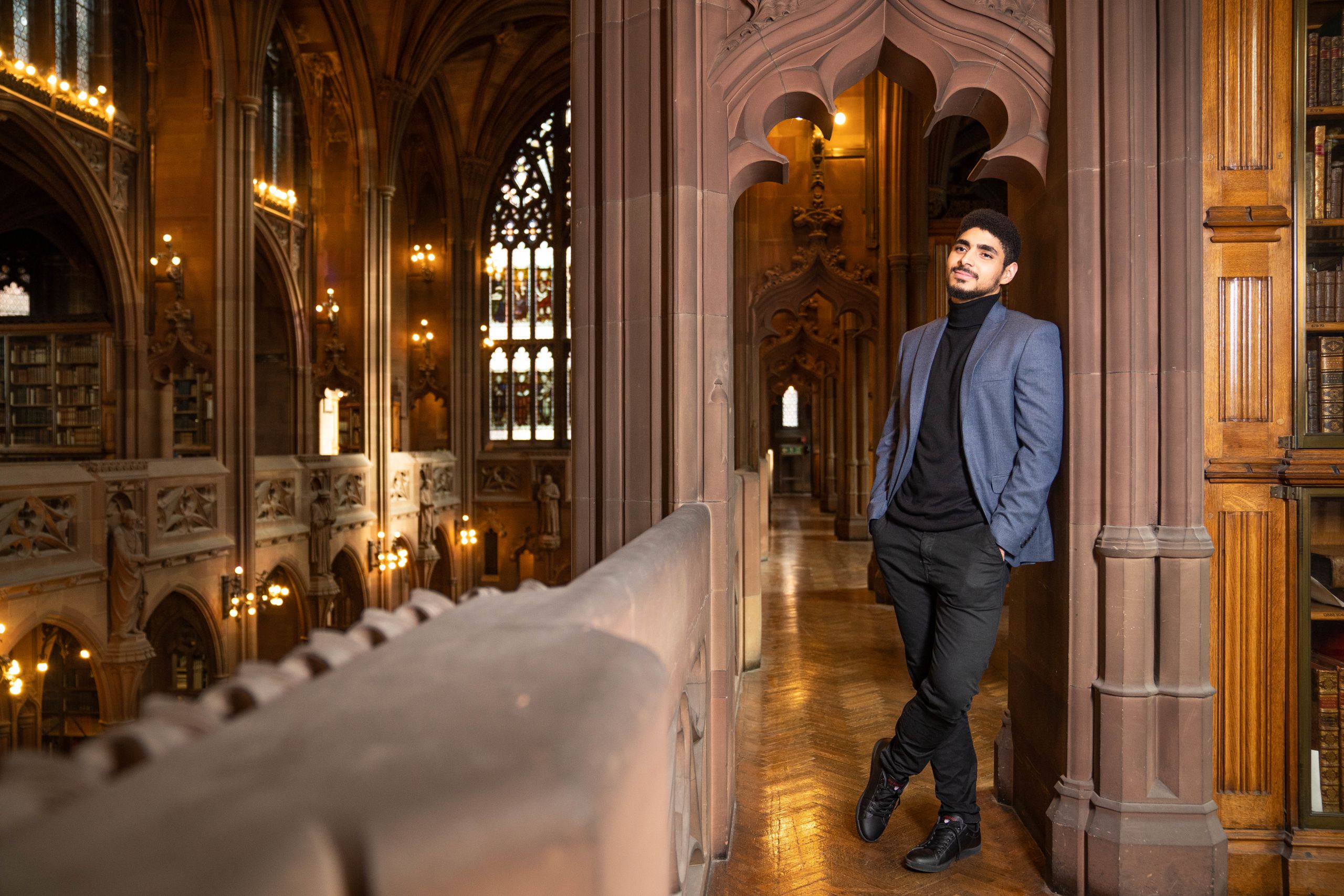 Law student in library